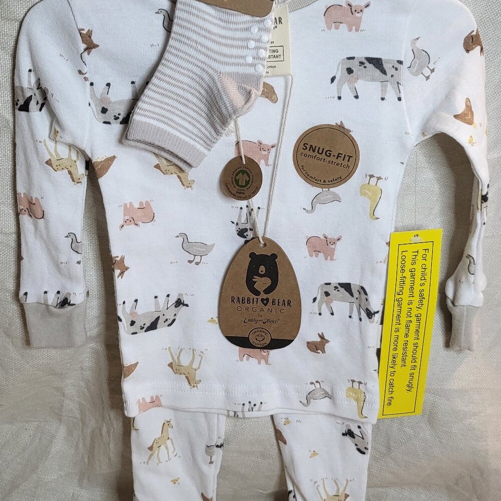 Rabbit + Bear 3 Piece 18M Boy’s Long Sleeve Shirt & Pants & Socks - New